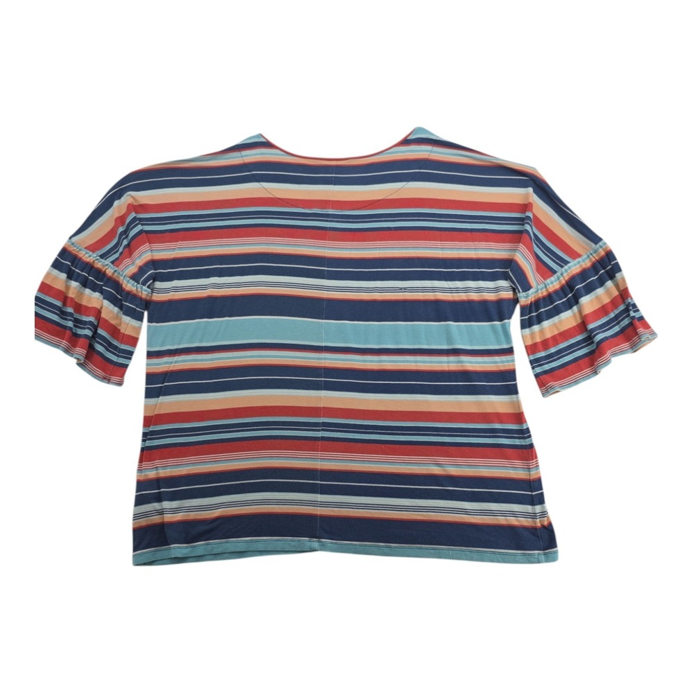 Ruby Rd Multicolor Stripe Ruffle Sleeve Stretch T… - image 2